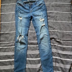 Distressed Blue Jeans